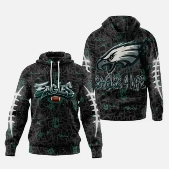 Discover 2025 Eagles Graffiti For Life Hoodie 3D Gift For Christmas