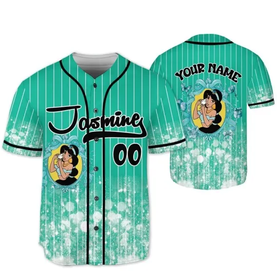 Discover Personalized Aladdin Jasmine Princess Glitter Baseball Jersey