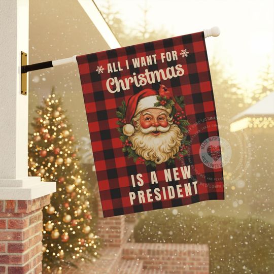 Anti Trump Christmas Garden Flag - Liberal Holiday Yard Decor - Human Rights House Flag - Political Yard Sign, Social Justice Christmas