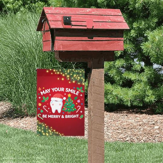 Merry and Bright Christmas Garden Flag, Holiday Winter Porch Decor