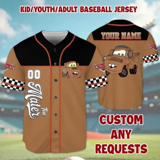 Discover Personalized I'm A Big Fan Of Tow Mater Pixar Cars Baseball Jersey Shirt