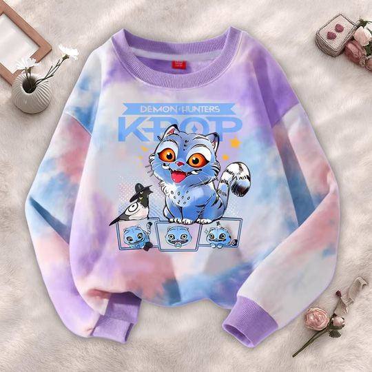 Funny Demon Hunter Tiger Sweatshirt with 2D Print, Kpop Movie Style, Cute Animal Gift for Her