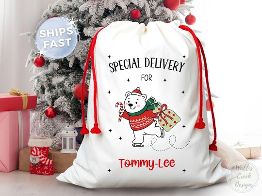 Discover Personalized Christmas Santa Sack, Polar Bear Gift Bag
