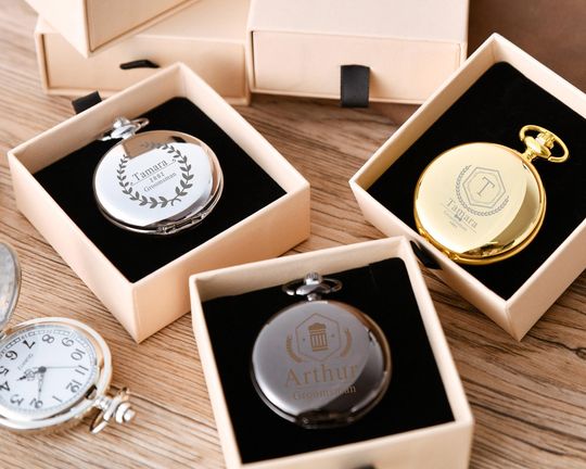 Personalized Pocket Watch for Groomsmen and Wedding Gifts