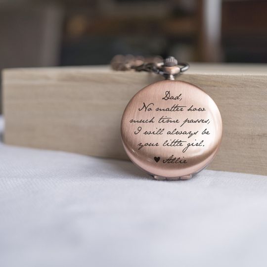 Engraved Personalized Pocket Watch for Father of the Bride Wedding Keepsake Gift for Step Dad Father's Day