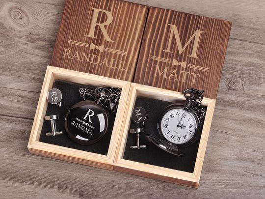Personalized Groomsmen Pocket Watch, Custom Wedding Gift for Best Man (No Box)