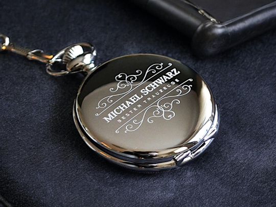 Personalized Engraved Pocket Watch for Groomsmen and Fathers