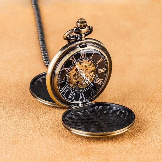 Personalized Engraved Mechanical Pocket Watch Vintage Steampunk Style
