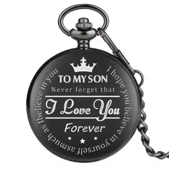 Mens Analog Quartz Pocket Watch Personalized Gift for Son