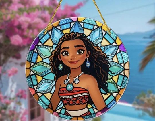 Moana Stained Glass Style Plastic Suncatcher Wall Window Decoration