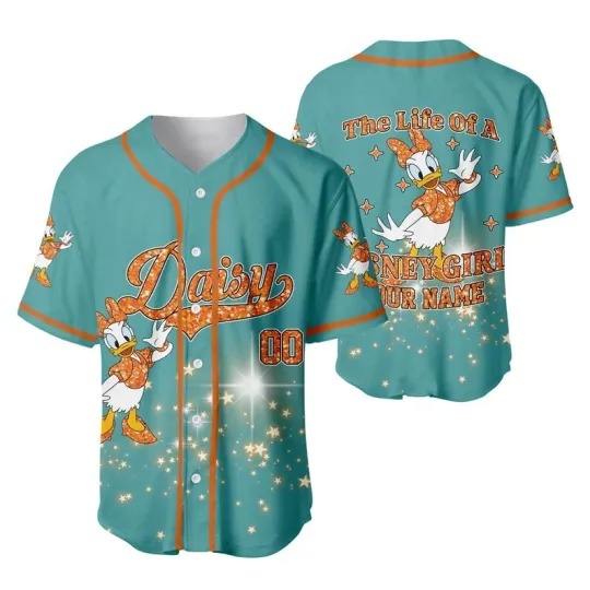 Discover Custom Daisy Duck Orange Stars Baseball Jersey Shirt
