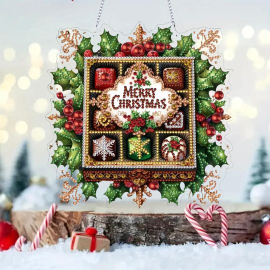 Discover Christmas Candy Box DIY Diamond Painting Kit Double Sided Sun Catcher Rhinestones & Tools
