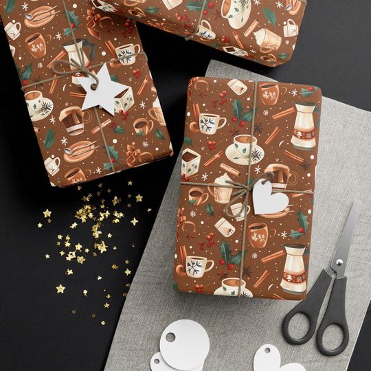Discover Wrapping Paper Christmas Coffee Print | Matte or Glossy