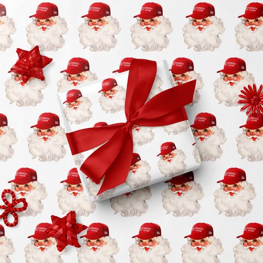 Trump Christmas Wrapping Paper Roll Santa Wrapping Paper Christmas Gift Wrap Vintage Christmas Trump Gift Republican Holiday Gift Wrap Trump
