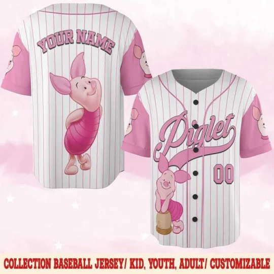 Discover Personalized Piglet Winnie The Pooh Baseball Jersey Shirt