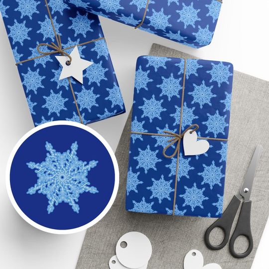 Subtle Anti Trump Hidden F*uck Trump Snowflake Pattern Blue Wrapping Paper Anti Trump Giftwrap, Antitrump Wrapping Paper Democracy Christmas