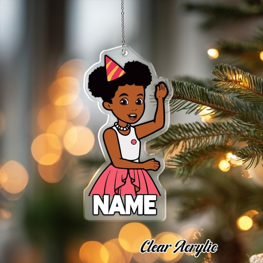 Discover Gracie Corners Acrylic Name Keepsake, Cartoon Girl Birthday Gift, Holiday Decor