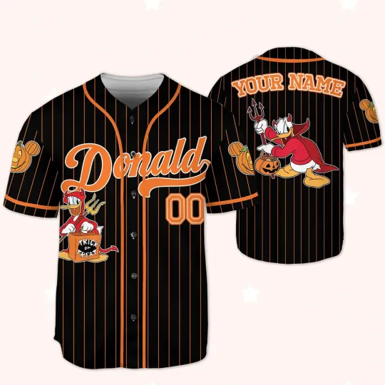 Discover Personalized Donald Duck Costume Halloween Trick Or Treat Baseball Jersey Shirt