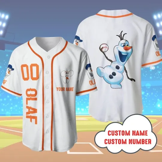 Personalized Olaf Snowman Baseball Jersey Shirt