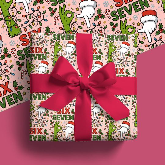 Discover Six Seven Hand Christmas Wrapping Paper, Holiday Gift Wrapping Paper For Kids, Unique Christmas Present Wrap(GW-60)