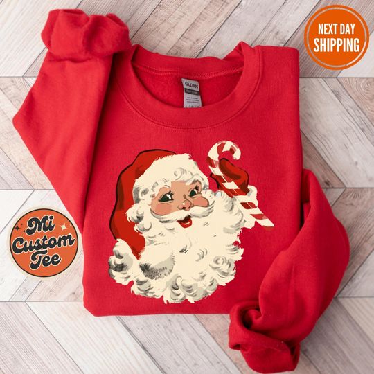 Discover Vintage Santa Sweatshirt, Christmas Hoodie, Holiday Sweatshirt for Women