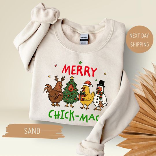 Discover Christmas Chickens Sweatshirt, Funny Xmas Farm Hoodie, Holiday Season Farm Lover Gift