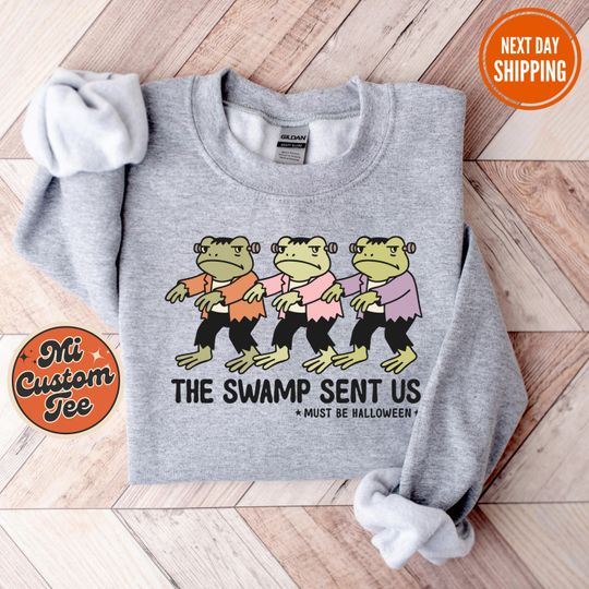 Discover The Swamp Sent Us Halloween Sweatshirt, Funny Halloween Frog Hoodie, Spooky Season Sweater