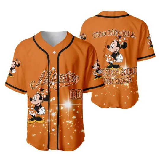 Discover Custom Minnie Mouse The Life Of A Girl Orange Glitter Baseball Jersey Shirt