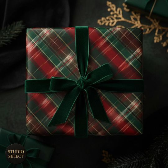 Discover Plaid Christmas Wrapping Paper Red Green Tartan Gift Wrap Holiday Present Packaging