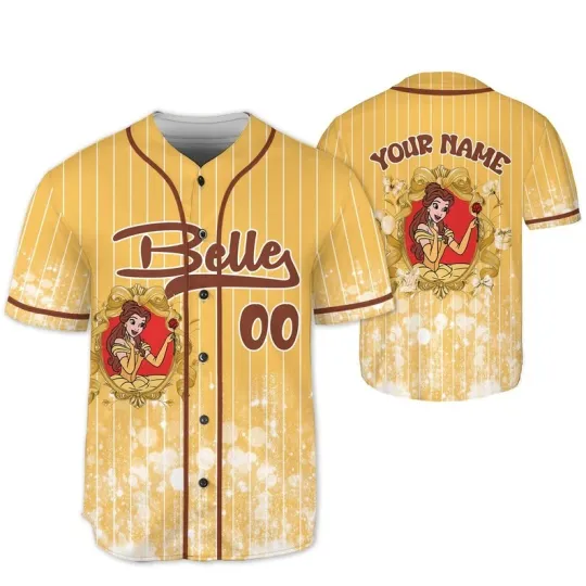 Discover Personalized Belle Princess Glitter Coquette Bow Mirror Baseball Jersey Shirt