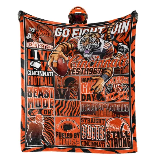 Discover Blanket for Cincinnati Football Gifts for Cincinnati Gifts for Men Women Thro...