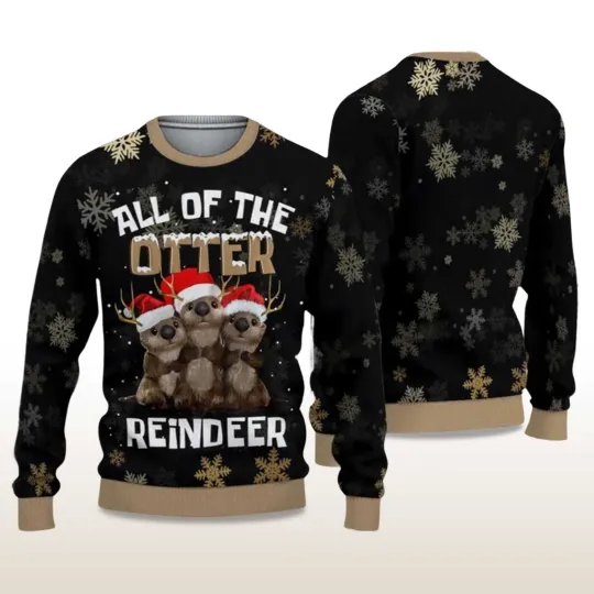 Discover 2025 All Of The Otter Reindeer Ugly Christmas Sweater