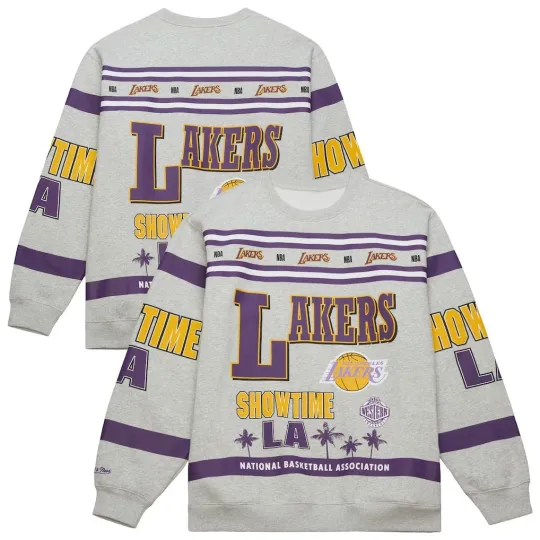 Discover NBA Lakers Mitchell Ness All-Over Print Vintage Crew Sweater