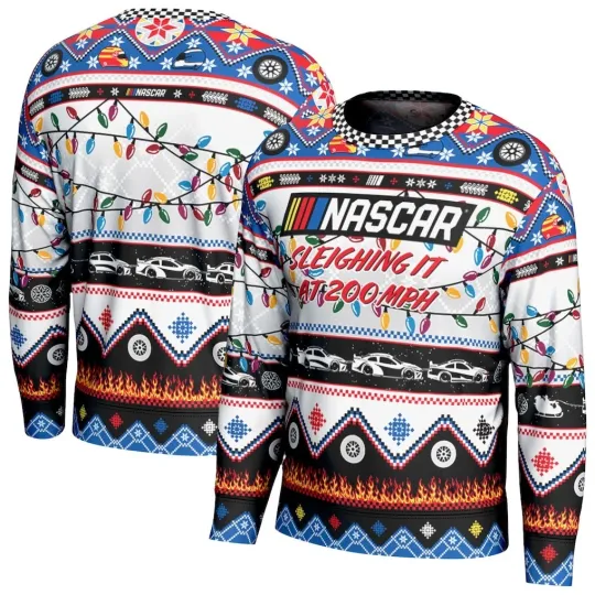 Discover NASCAR Holiday Sweater Sleighing It at 200 Mph Unisex Ugly Sweatshirt