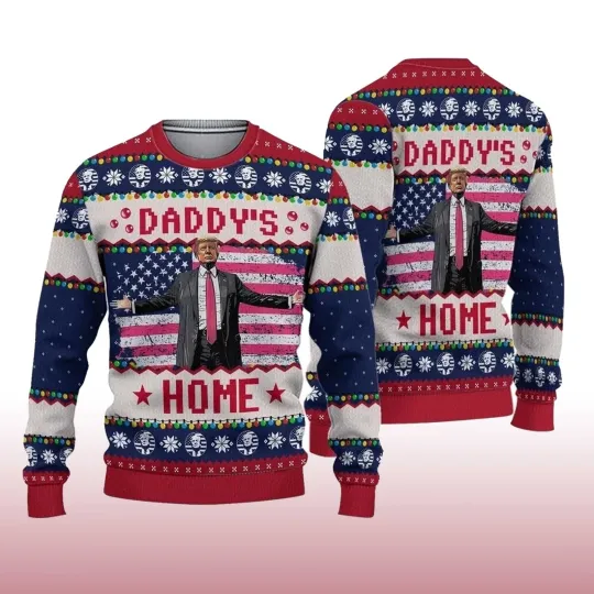 Discover 2025 Trump Daddy's Home Ugly Christmas Sweater