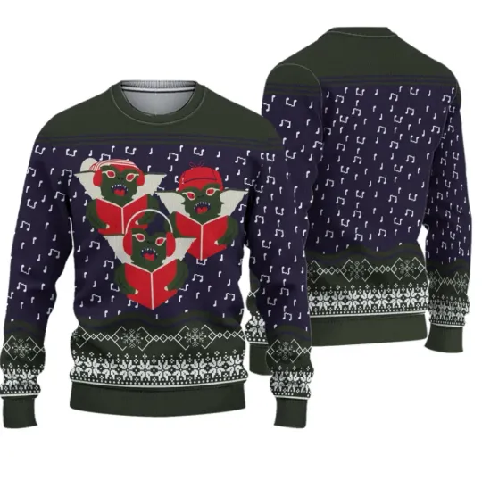 Caroling Gremlins Christmas Sweater, Ugly Xmas Sweatshirt 2025