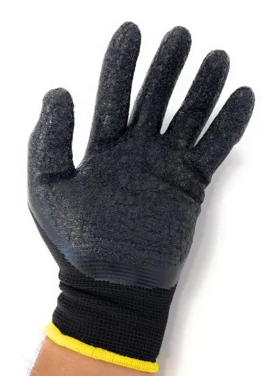 Discover 12 Pair  Black Safety Gloves Latex Coated Grip Cut Resistant