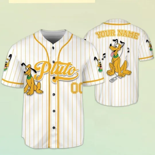 Discover Personalized Funny Pluto Dog Listening To Music Baseball Jersey Shirt