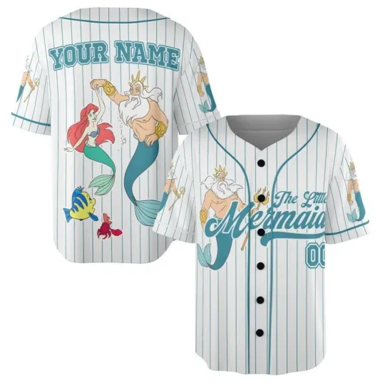 Discover Personalized The Little Mermaid Ariel & King Triton Baseball Jersey Shirt