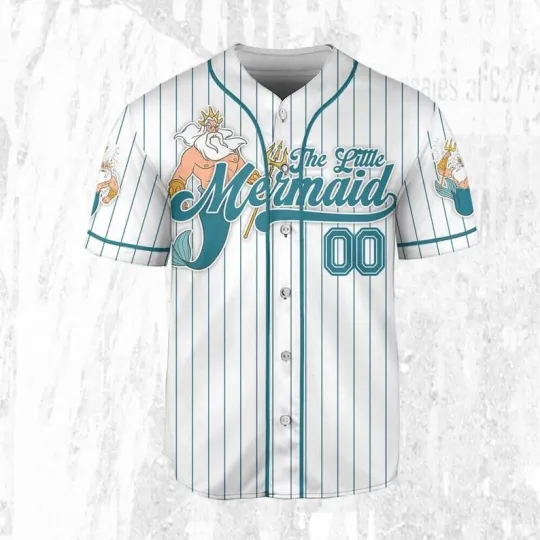 Personalized The Little Mermaid King Triton Simple Striped Baseball Jersey Shirt