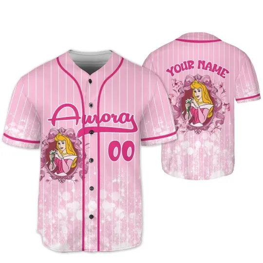 Discover Personalized Aurora Princess Glitter Coquette Bow Mirror Baseball Jersey Shirt