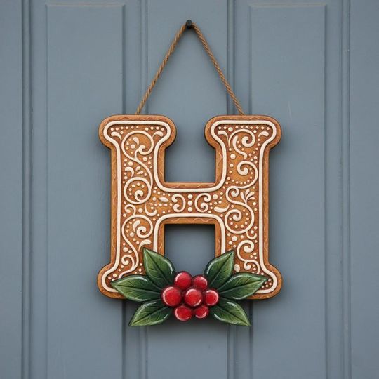 Discover Personalized Name Wooden Initial Sign: Large Wood Letter Wall/door Plaque with Decorative Painting