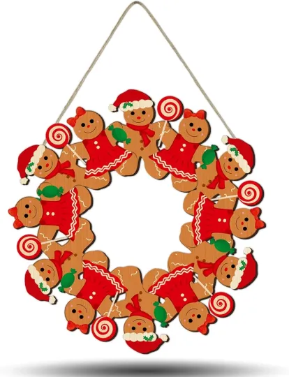 Merry Christmas Gingerbread Man Front Door Wreath