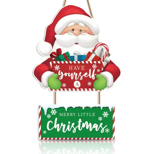 Discover LHIUEM Have Yourself A Merry Little Christmas Wooden Hanging Sign, Santa Clau...