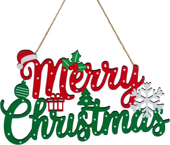 Discover Christmas Sign for Front Door - 2-in-1 Wooden Wreath & Tabletop Decor