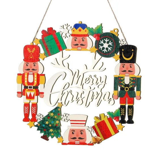 Discover Merry Christmas Wreath Sign for Front Door Christmas Decoration Wooden Door H...