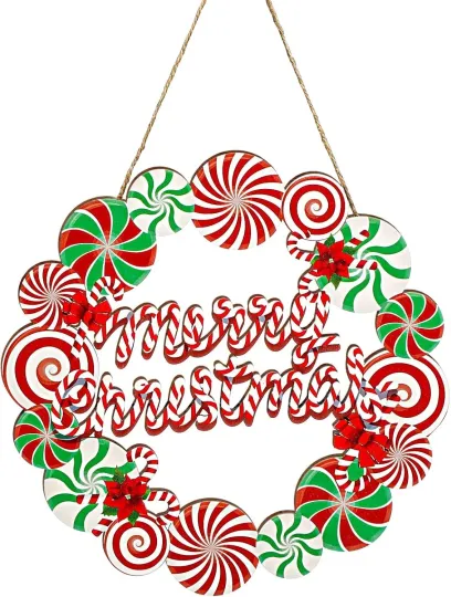 Discover Merry Christmas Wreath Sign for Front Door Christmas Decoration Wooden Door H...