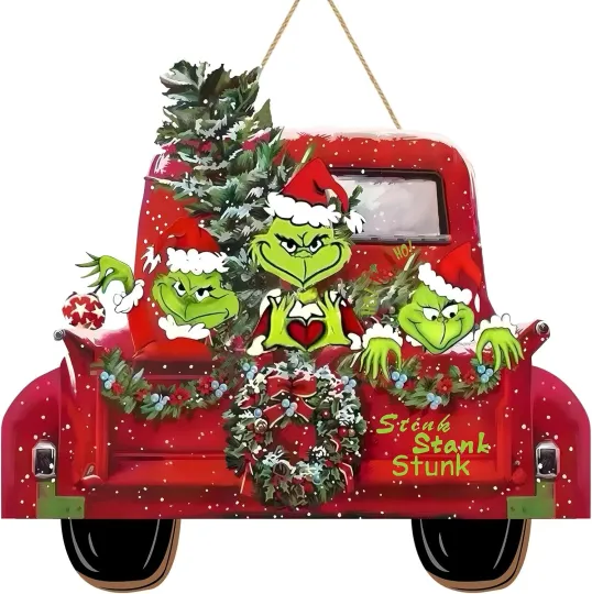 Christmas Door Hanging Sign Wooden Wall Decor