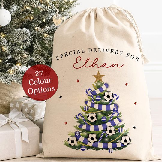 Discover Personalised Santa Sack, Rugby Christmas Gift Bag, Stocking Filler, Father Christmas, Traditional Christmas Sack