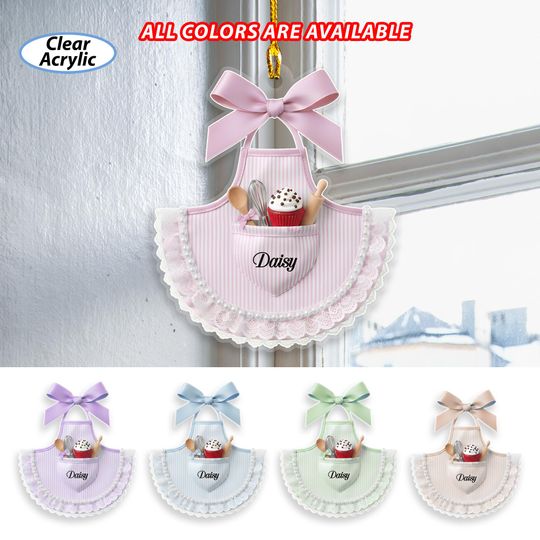 Custom Pastel Color Baker Apron Ornament, Baking Christmas Tree  Ornament, Sweet Lovers Holiday Keepsake, Xmas Gift For Mom Sister, MYK355